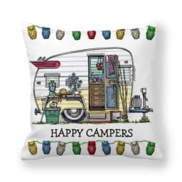 Happy Campers Car Cushion Cover Owl Outdoor Camping Pillow Sofa Decorative