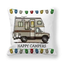 Happy Campers Car Cushion Cover Owl Outdoor Camping Pillow Sofa Decorative