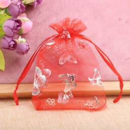 25/50pcs 12 Colors Butterfly Organza Gift Bags 7x9cm 9x12cm 13x18cm Jewelry Bags Candy Packaging Bags Drawstring Pouch