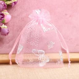 25/50pcs 12 Colors Butterfly Organza Gift Bags 7x9cm 9x12cm 13x18cm Jewelry Bags Candy Packaging Bags Drawstring Pouch