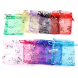 25/50pcs 12 Colors Butterfly Organza Gift Bags 7x9cm 9x12cm 13x18cm Jewelry Bags Candy Packaging Bags Drawstring Pouch