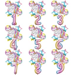 6pcs Balloon Unicorn Decoration Birthday Party Theme Party Balls Kids Toy Gift Number 1st Ballon Globos Baby Shower