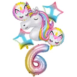 6pcs Balloon Unicorn Decoration Birthday Party Theme Party Balls Kids Toy Gift Number 1st Ballon Globos Baby Shower
