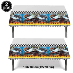 Monster Truck Happy Birthday Cake Topper Racing Car Black And White Checkered Flag Cake Decor Monster Truck Party Supplies