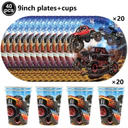 Monster Truck Happy Birthday Cake Topper Racing Car Black And White Checkered Flag Cake Decor Monster Truck Party Supplies