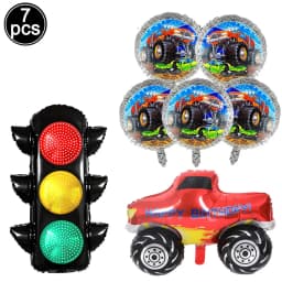 Monster Truck Happy Birthday Cake Topper Racing Car Black And White Checkered Flag Cake Decor Monster Truck Party Supplies