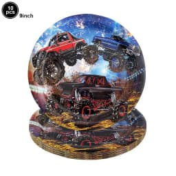 Monster Truck Happy Birthday Cake Topper Racing Car Black And White Checkered Flag Cake Decor Monster Truck Party Supplies