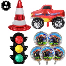 Monster Truck Happy Birthday Cake Topper Racing Car Black And White Checkered Flag Cake Decor Monster Truck Party Supplies