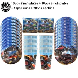 Monster Truck Happy Birthday Cake Topper Racing Car Black And White Checkered Flag Cake Decor Monster Truck Party Supplies