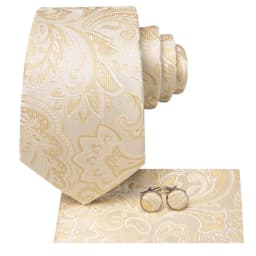 Champagne Floral Paisley Elegant Tie For Men Groom Wedding Yellow Gray Men Necktie Hankerchief Cufflink Accessory Wholesale silk
