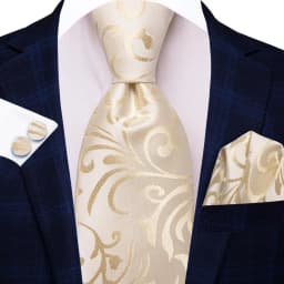 Champagne Floral Paisley Elegant Tie For Men Groom Wedding Yellow Gray Men Necktie Hankerchief Cufflink Accessory Wholesale silk