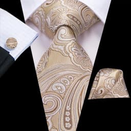 Champagne Floral Paisley Elegant Tie For Men Groom Wedding Yellow Gray Men Necktie Hankerchief Cufflink Accessory Wholesale silk