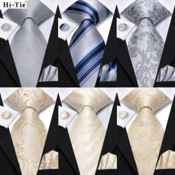 Champagne Floral Paisley Elegant Tie For Men Groom Wedding Yellow Gray Men Necktie Hankerchief Cufflink Accessory Wholesale silk