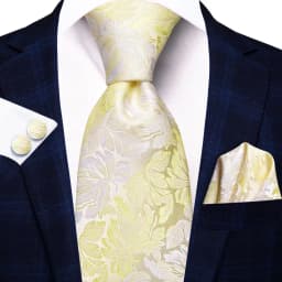 Champagne Floral Paisley Elegant Tie For Men Groom Wedding Yellow Gray Men Necktie Hankerchief Cufflink Accessory Wholesale silk