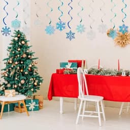 Snowflake Hanging Decorations Birthday Flag Christmas Snowflake Hanging String Winter Carnival Ice Snow Theme Party Background