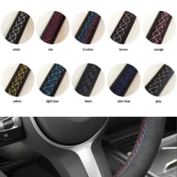 Anti-slip Black Genuine Leather Suede Car Steering Wheel Cover For Dodge Challenger Charger 2015-2021 Dodge Durango 2018-2021
