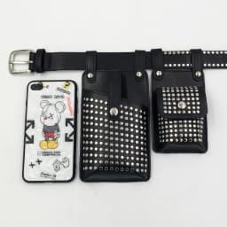 2PCS Rivets Belt Bag For Women Punk Motorcycle Waist Bags Female Fanny Pack Crossbody Function Chest Bag Hip Hop Phone Purse