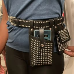2PCS Rivets Belt Bag For Women Punk Motorcycle Waist Bags Female Fanny Pack Crossbody Function Chest Bag Hip Hop Phone Purse