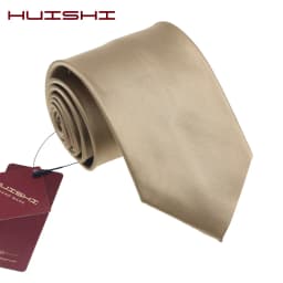 Mariage Waterproof Necktie Dress Shirt Stripe Ties For Men Light Brown Color Man's Gift Wholesale Lapel Shape Neck Ties Solid