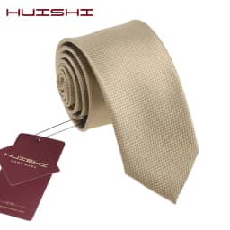 Mariage Waterproof Necktie Dress Shirt Stripe Ties For Men Light Brown Color Man's Gift Wholesale Lapel Shape Neck Ties Solid