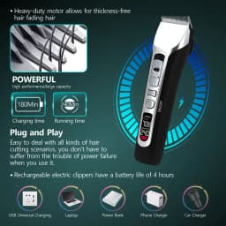 Professional Hair Clipper Titanium Ceramic Blade Hair Trimmer LCD Display Strong Power Salon Barber Hair Cutting Machine For Men