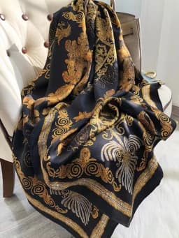 Coffee Gold 100% Mulberry Silk Women's Scarf Bandana Fashion Plaisley Style Square Scarves Hijabs Winter Brand Headscarf Foulard