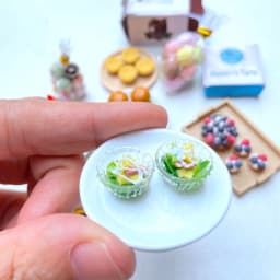 1:12 Miniature Hamburger Mini Fruit Salad Pretend Food for Blyth OB11 BJD Doll House Kitchen Play Toys Accessories