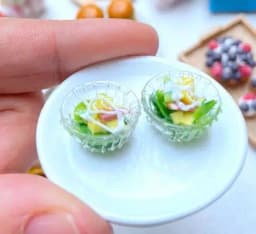 1:12 Miniature Hamburger Mini Fruit Salad Pretend Food for Blyth OB11 BJD Doll House Kitchen Play Toys Accessories