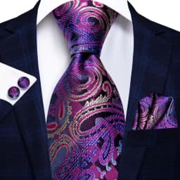 Hi-Tie Designer Purple Floral Striped Paisley Wedding Tie for Men Handky Cufflink Gift Men Tie Party Business Dropshipping