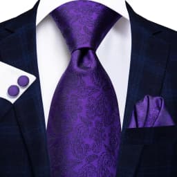 Hi-Tie Designer Purple Floral Striped Paisley Wedding Tie for Men Handky Cufflink Gift Men Tie Party Business Dropshipping