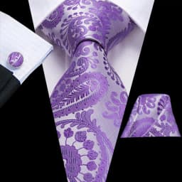 Hi-Tie Designer Purple Floral Striped Paisley Wedding Tie for Men Handky Cufflink Gift Men Tie Party Business Dropshipping