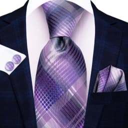 Hi-Tie Designer Purple Floral Striped Paisley Wedding Tie for Men Handky Cufflink Gift Men Tie Party Business Dropshipping