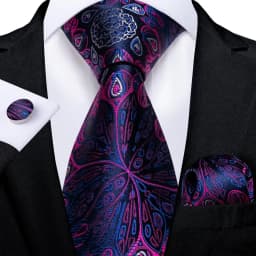 Hi-Tie Designer Purple Floral Striped Paisley Wedding Tie for Men Handky Cufflink Gift Men Tie Party Business Dropshipping