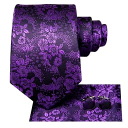 Hi-Tie Designer Purple Floral Striped Paisley Wedding Tie for Men Handky Cufflink Gift Men Tie Party Business Dropshipping