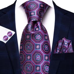 Hi-Tie Designer Purple Floral Striped Paisley Wedding Tie for Men Handky Cufflink Gift Men Tie Party Business Dropshipping