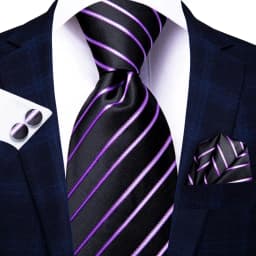 Hi-Tie Designer Purple Floral Striped Paisley Wedding Tie for Men Handky Cufflink Gift Men Tie Party Business Dropshipping