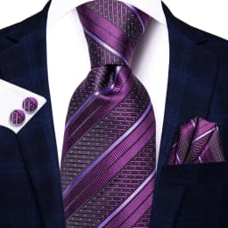 Hi-Tie Designer Purple Floral Striped Paisley Wedding Tie for Men Handky Cufflink Gift Men Tie Party Business Dropshipping