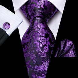 Hi-Tie Designer Purple Floral Striped Paisley Wedding Tie for Men Handky Cufflink Gift Men Tie Party Business Dropshipping