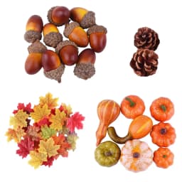 50Pcs Fall Harvest Decor Props Artificial 3D Pumpkin Gourd Acorn Berries Maple Leaf Artificial Pumpkin Craft Simulation Hallowee