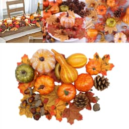 50Pcs Fall Harvest Decor Props Artificial 3D Pumpkin Gourd Acorn Berries Maple Leaf Artificial Pumpkin Craft Simulation Hallowee