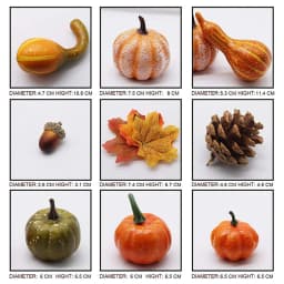 50Pcs Fall Harvest Decor Props Artificial 3D Pumpkin Gourd Acorn Berries Maple Leaf Artificial Pumpkin Craft Simulation Hallowee