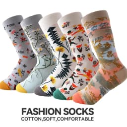 Combed cotton new lighthouse retro Japanese tide socks men and women embroidered mid-tube socks