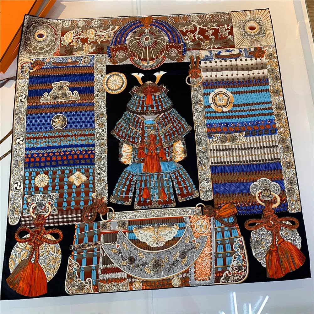 90cm Manual Hand Rolled Twill Silk Scarf Women Warrior Armor Curled Square Scarves Echarpes Foulards Femme Wrap Bandana Hijab