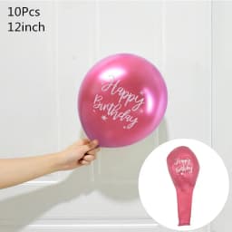 10Pcs 12inch Happy Birthday Balloon Decor Rose Gold Chrome Metallic Latex Balloons For Kids 1st 30th Birthday Party Metal Globos