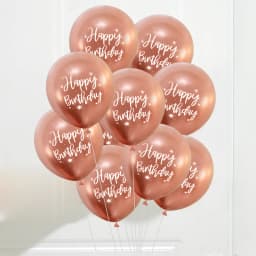 10Pcs 12inch Happy Birthday Balloon Decor Rose Gold Chrome Metallic Latex Balloons For Kids 1st 30th Birthday Party Metal Globos