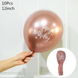 10Pcs 12inch Happy Birthday Balloon Decor Rose Gold Chrome Metallic Latex Balloons For Kids 1st 30th Birthday Party Metal Globos