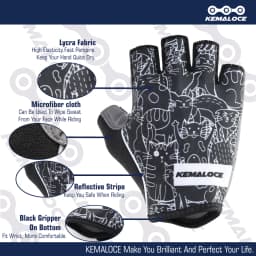 KEMALOCE Cycling Gloves Men Women Road Racing Half Finger Summer Mittens Non-Slip Reflective Outdoor Sport Adult MTB Bike Glove