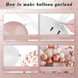 142PCS Rose Gold White Balloons Garland Arch Kit Aluminum Foil Balloons for Baby Shower Ladies Birthday Wedding Party Decor