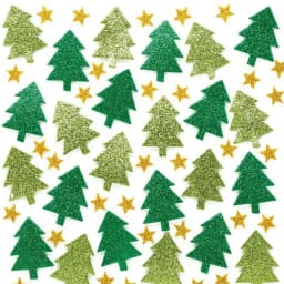 100PCS Glitter Christmas Tree Snowflake Foam stickers Xmas Crafts Activity Items Kids Room Decoration Party Favor Reward Label