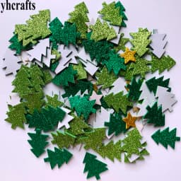 100PCS Glitter Christmas Tree Snowflake Foam stickers Xmas Crafts Activity Items Kids Room Decoration Party Favor Reward Label